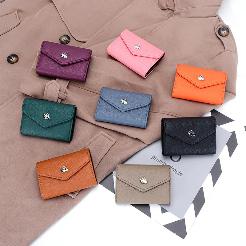 Women Luxury Card Holder Short Wallet Cute Mini Rabbit Coin Purse Multi-Card Bits Organ Type Clutch Folding Credit ID Card Bag