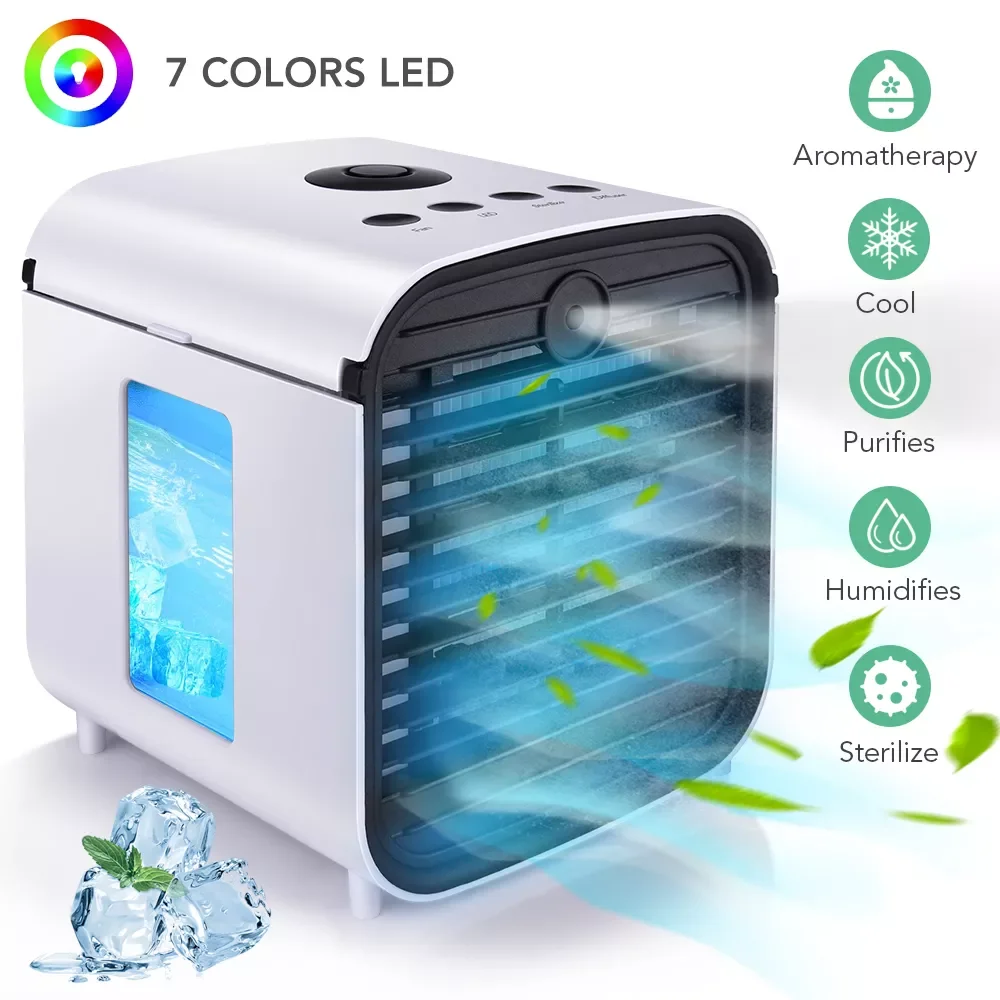 

NEW2023 Portable Air Conditioning Fan Mini Air Cooler for Room Small Home Air Conditioner Cooling Mist Fan USB/Battery Powered