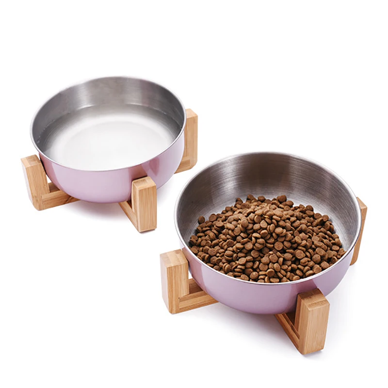 

Cat Bowl Stainless Steel Gold Bowl for Cats Dogs Round Large Pet Bowl With Wood Stand Pet Feed Water Container Cat Accessories