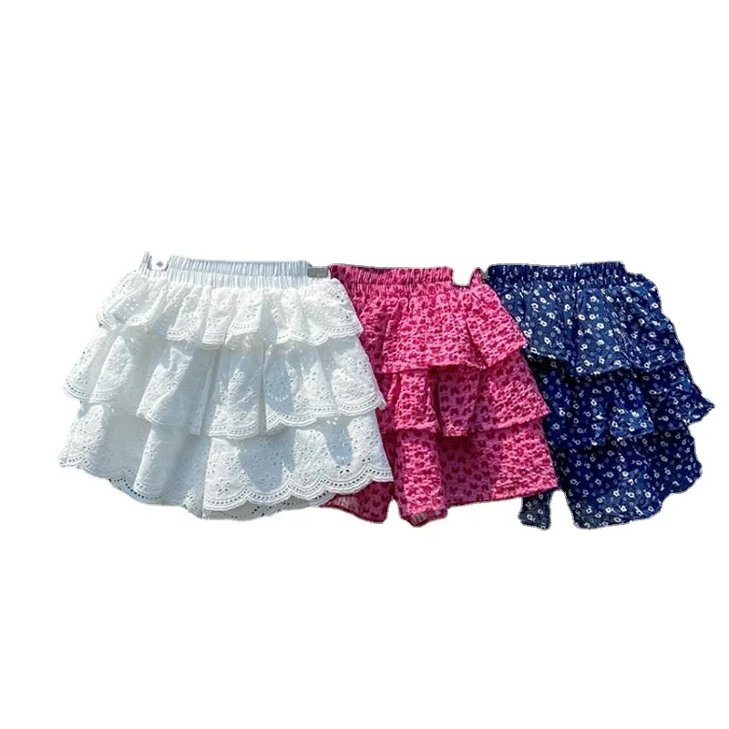 2023 Summer Girls Lace Fluffy Cake Culottes Shorts Toddler Kids Cute Fashion Korean Version Short Pant Children Clothing images - 6