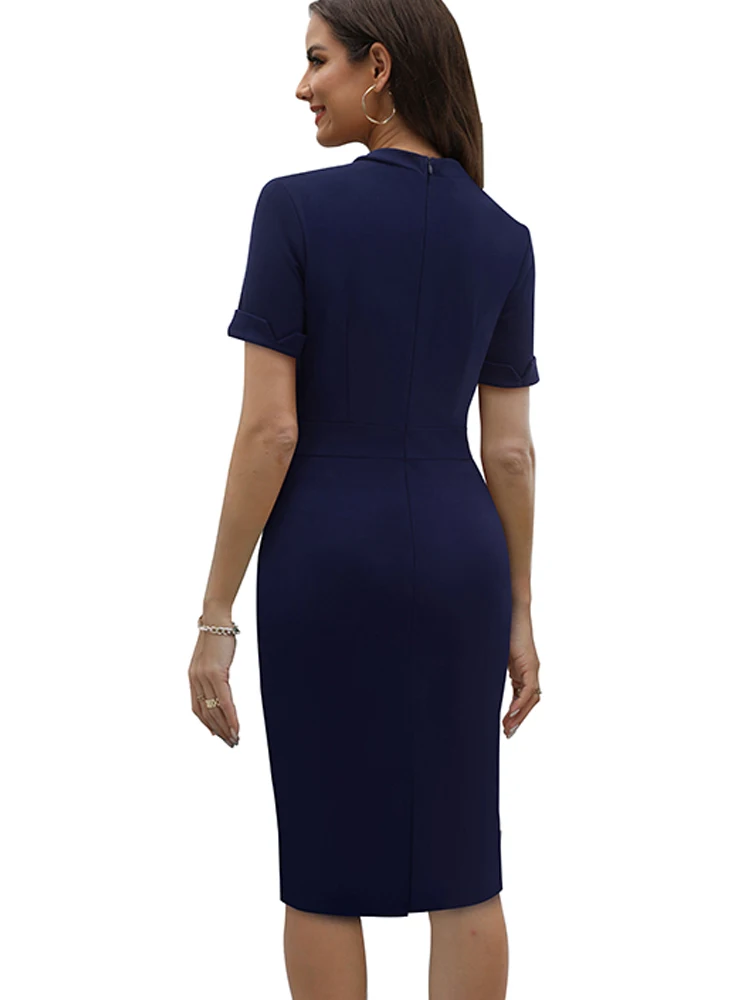 Женское облегающее платье Nice-Forever элегантное однотонное Деловое в винтажном