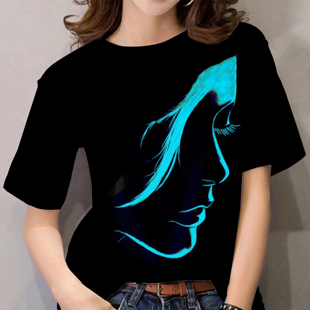 Модная женская футболка с абстрактным портретом 2022 свободные летние базовые