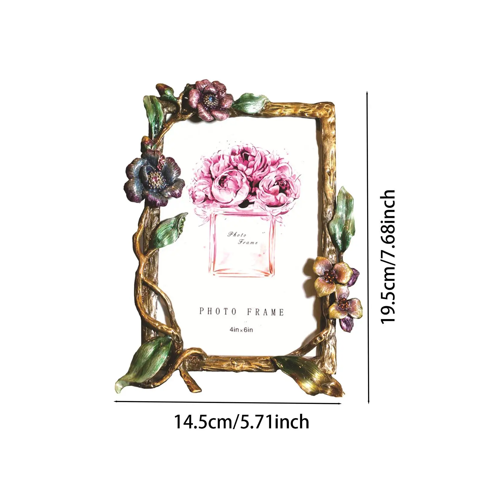 Цветочная фоторамка Прямоугольная металлическая для стола Настольный дисплей