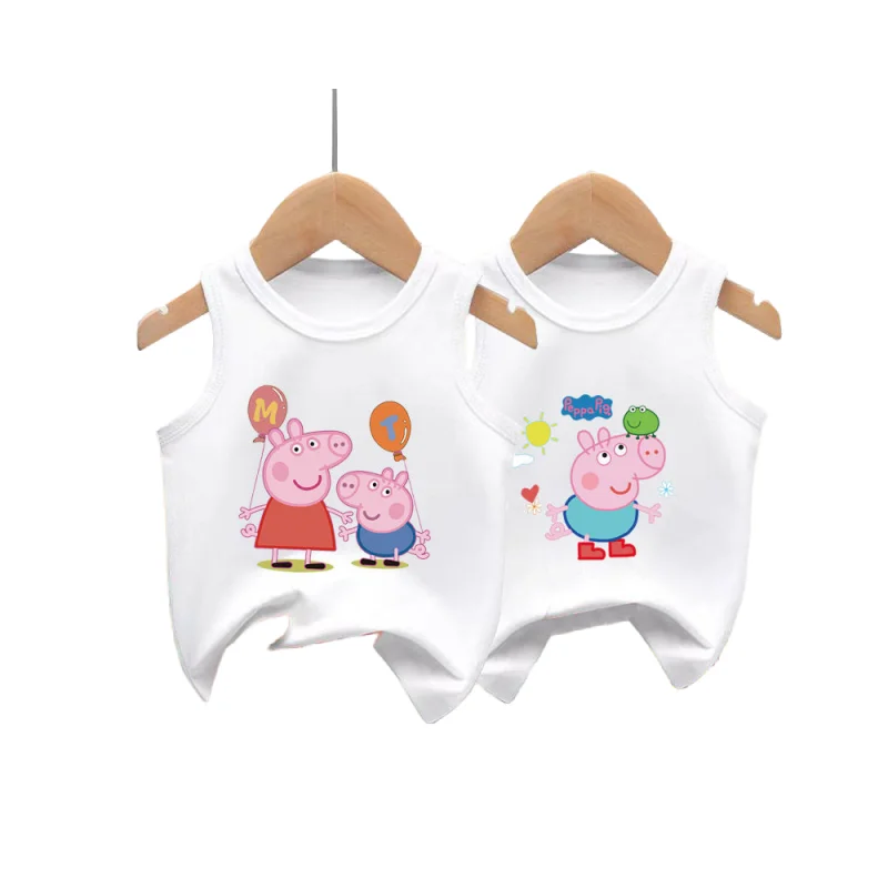 

Wholesale Peppa Pig Cute Boys and Girls Baby Vest Pure Cotton Summer Thin Children's Vest Fashion Western Style Kids Outerwear