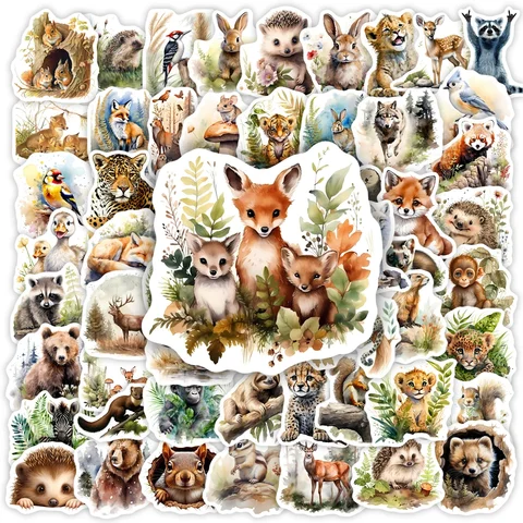 Водонепроницаемые наклейки с лесными животными