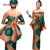 summer women dress skirt sets traditional african 2 pieces women set clothing dashiki long sleeve tops and skirts wy2566