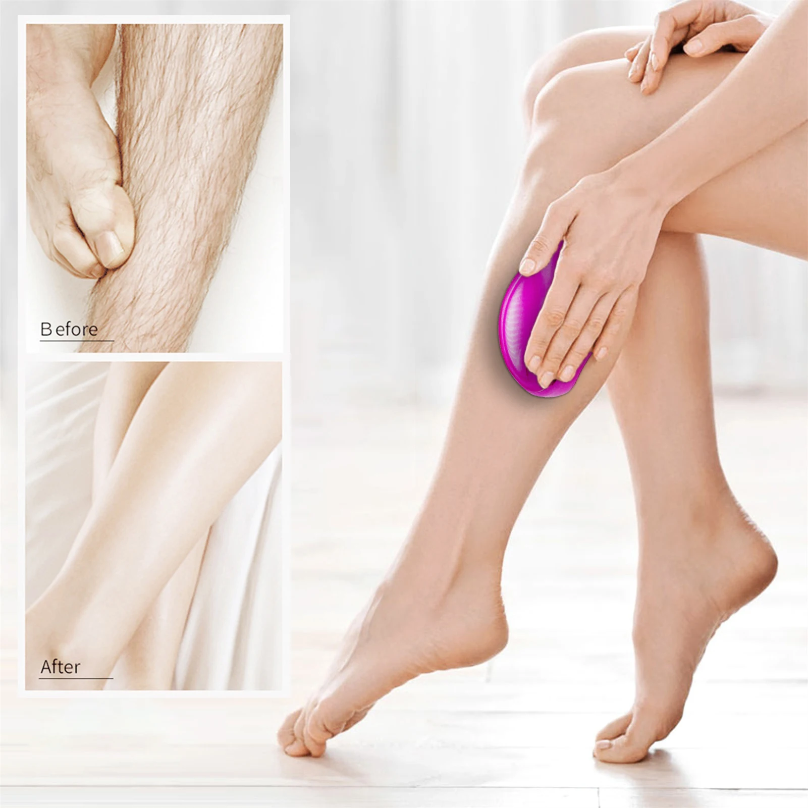 

Безболезненный безопасный эпилятор, многоразовый инструмент для удаления волос с кристаллами, Легкая очистка, удаление волос со стекла, ин...