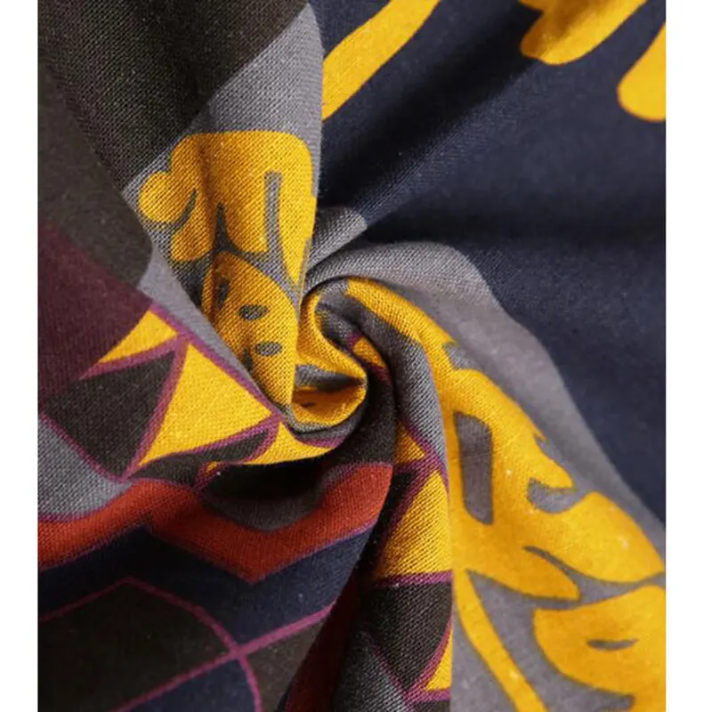 Islamic Jubba Thobe Muslim Men Robe Casual Loose Ancient Script Elephant Print Ethnic Arabic Long Sleeve One Piece Kaftan S-5XL