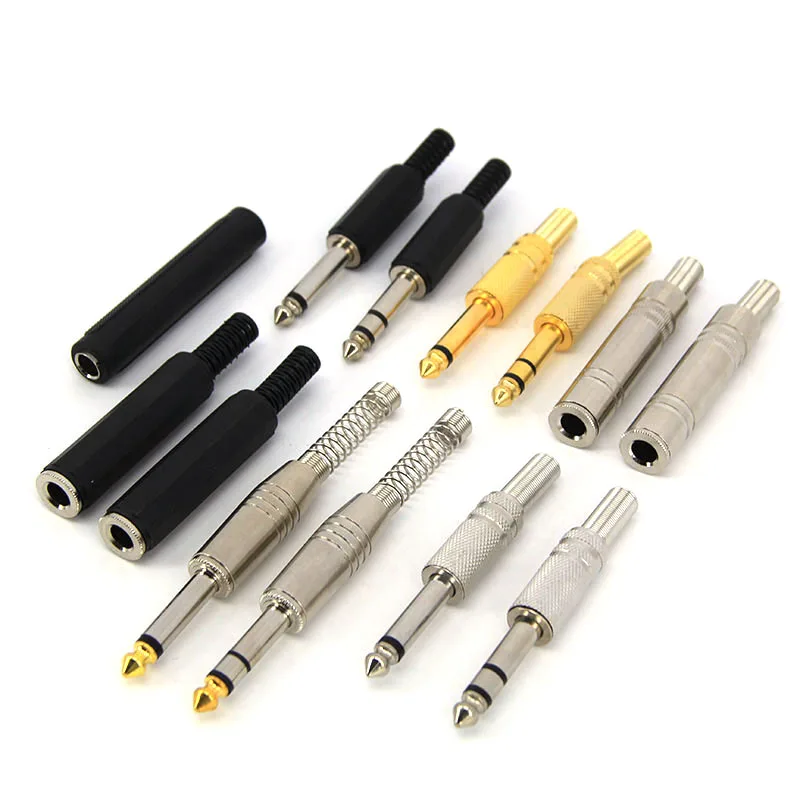 6 35 мм 5 аудио мужской женский моно стерео разъем для пайки позолоченный металл 2
