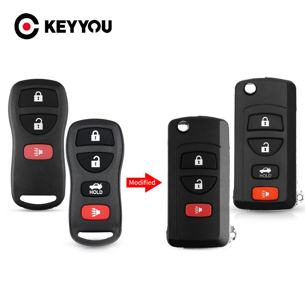 

KEYYOU 10pcs Modified Flip Remote Car Key Shell Case For NISSAN Pathfinder Titan Versa Maxima Frontier Xterra Murano INFINITI