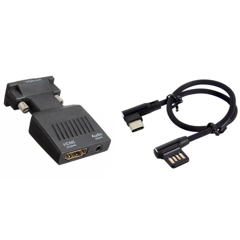 

1 компл. 1080P VGA штекер-HDMI гнездо адаптер преобразователь и 1 шт USB-C 3.1 Type-C влево вправо USB 2,0 кабель для передачи данных