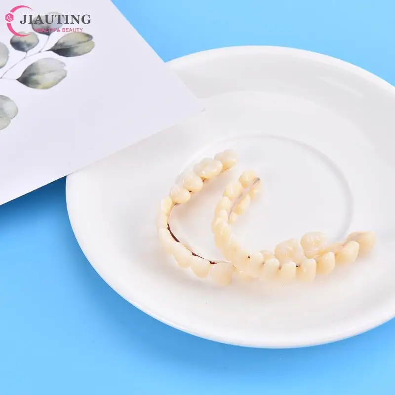 

28pc/setTemporary Fake Tooth Upper Lower Removable Dental Veneers Dentadura Postiza Completa Resin False Teeth Whitening Denture