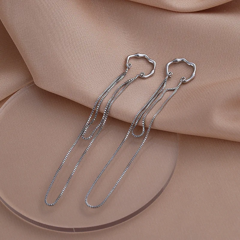 

Fashion Irregular Link Chain Ear Cuff Earrings Long Tassel For Women Girls No Piercing Ear Clip Korean Flower Butterfly Earrings
