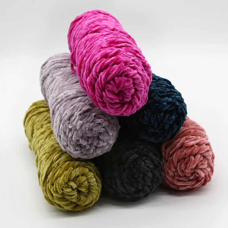 

100g 110M Chenille Yarn for Knitting Velvet Texturized Knitted Crochet Chenille Wool Soft Warm Line Threads To Knit Needlework