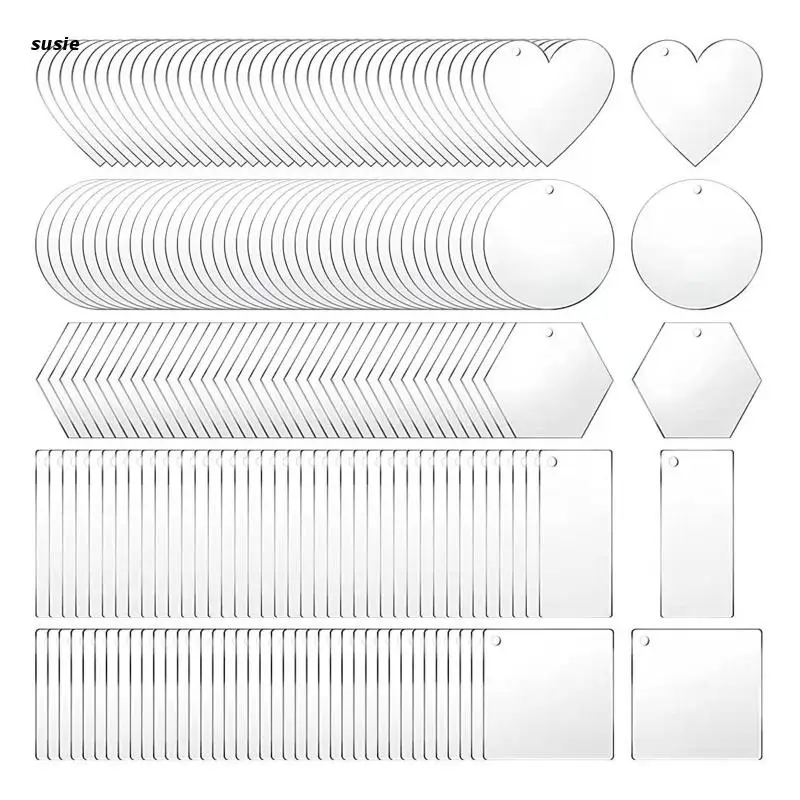 

X7YA 200x/set Clear Acrylic Keychain Blanks Clear Acrylic Circles Blanks Ideal for Holiday Ornaments DIY Keychains Handicraft