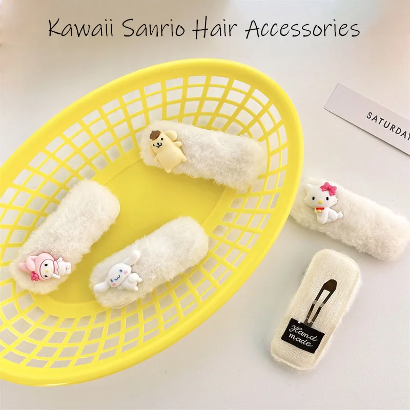 

Kawaii Sanrios аксессуары для волос милый Hellow Kittys Kuromi My Melody Cinnamoroll мультфильм аниме заколка для волос плюшевые игрушки для девочек подарок