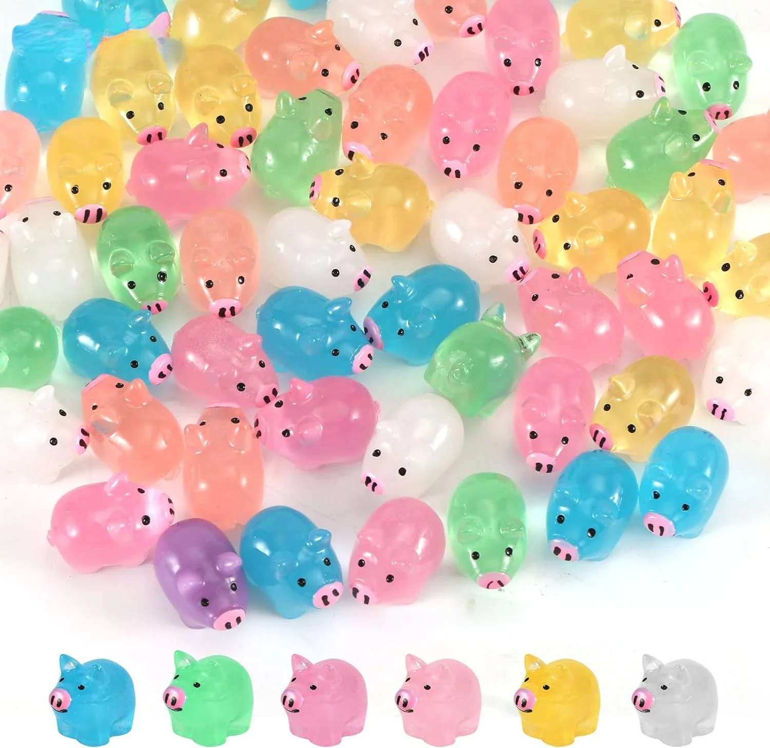 100 шт. миниатюрные полимерные крошечные свинки мини светящиеся фигурки свиней