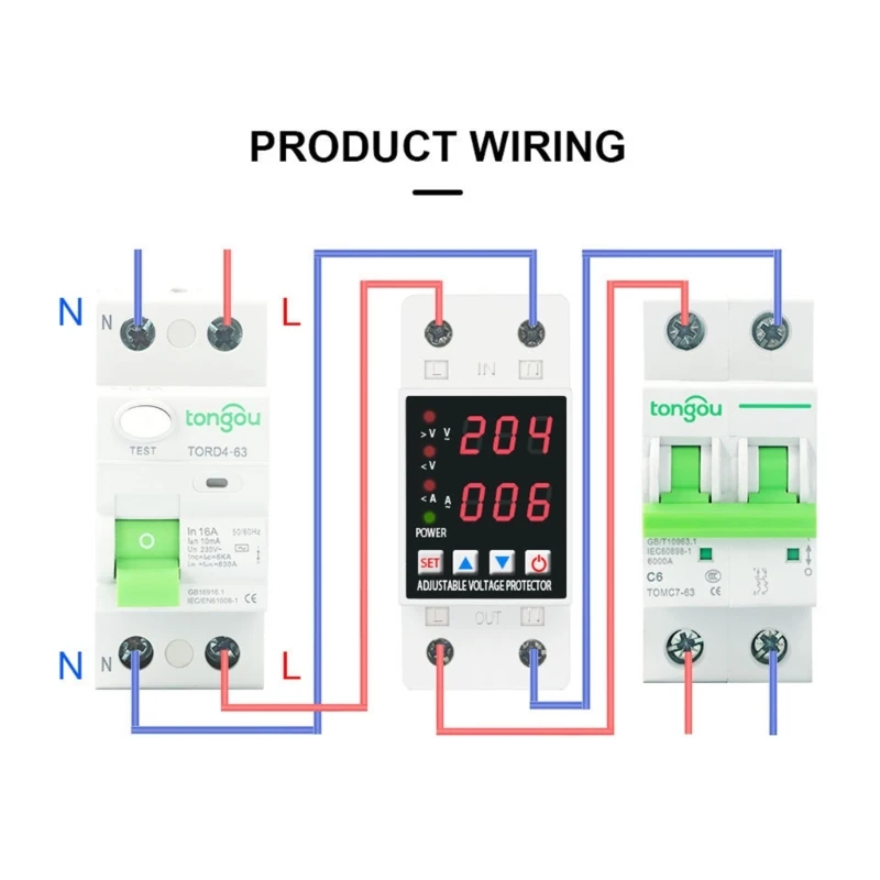 

Din Rail Over Voltage Current and Under Voltage Protector-Relay Dual-LED Display