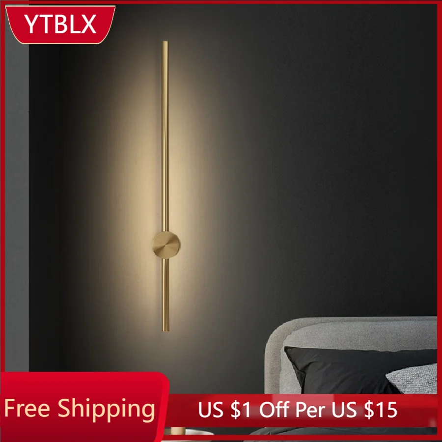 

Медная настенная лампа IWP, минималистичный светодиодный светильник для создания атмосферы, комнатный прикроватный светильник для гостиной...