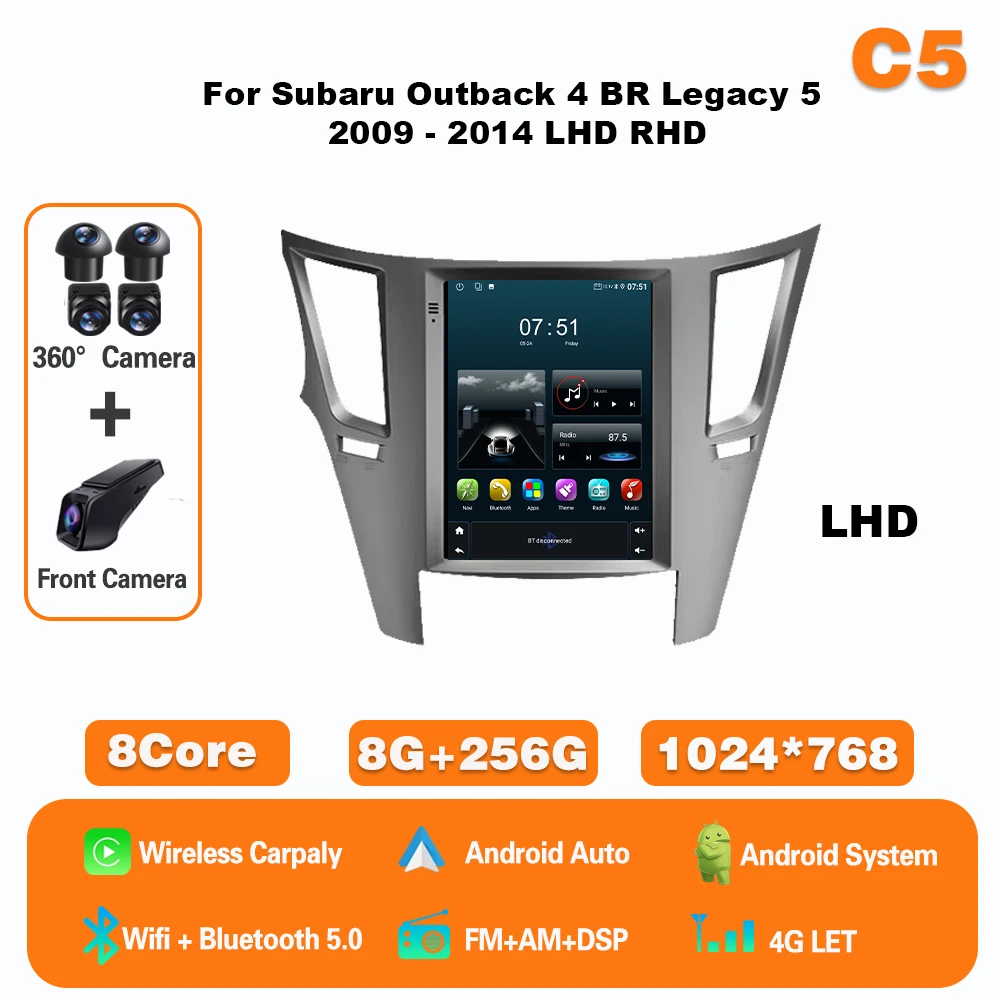 

Автомобильный радиоприемник Android 15, 9,7 дюйма для Subaru Outback 4 BR Legacy 5 2009-2014 Мультимедийный видеоплеер Навигация GPS Стерео Carplay