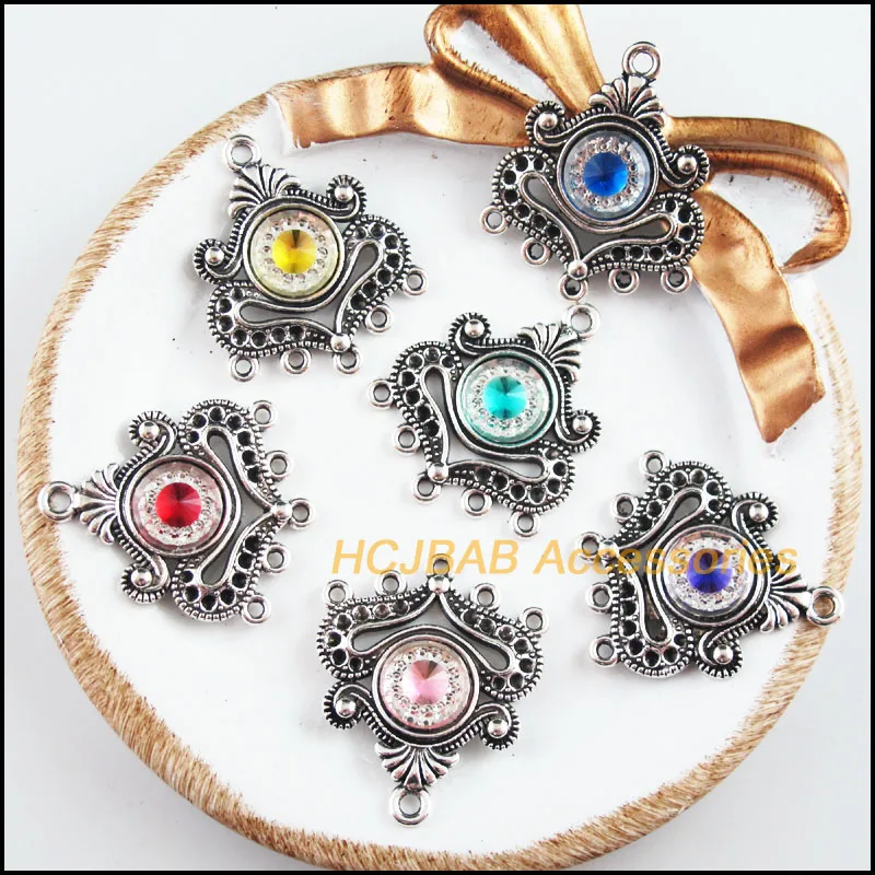 Модная новинка 6 шт. Тибетский Серебряный тон Сердце искусственная Смола 26x31 мм