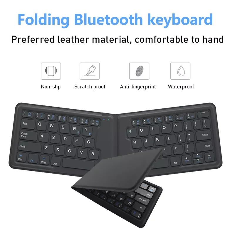 

2021 New Portable Leather Folding Mini Bluetooth Keyboard Foldable Wireless Keypad for iphone ios,android phone,Tablet,ipad,PC