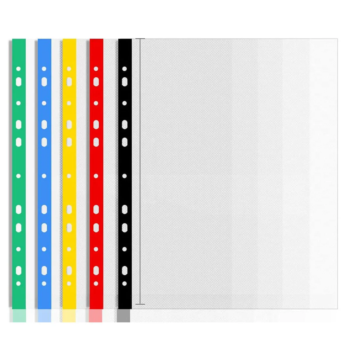 

25 Pieces A4 Glass Clear Punched Pocket -100% Recycled Colored Spine Transparent Top-Opening Poly Document File Sheet Protectors