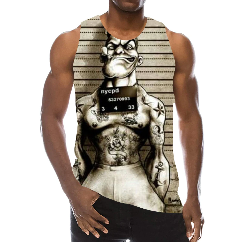 

Prisoner Tank Tops For Men Summer Terror Graphic 3D Print Sleeveless Sport Gym Tops Novelty Beach Vest