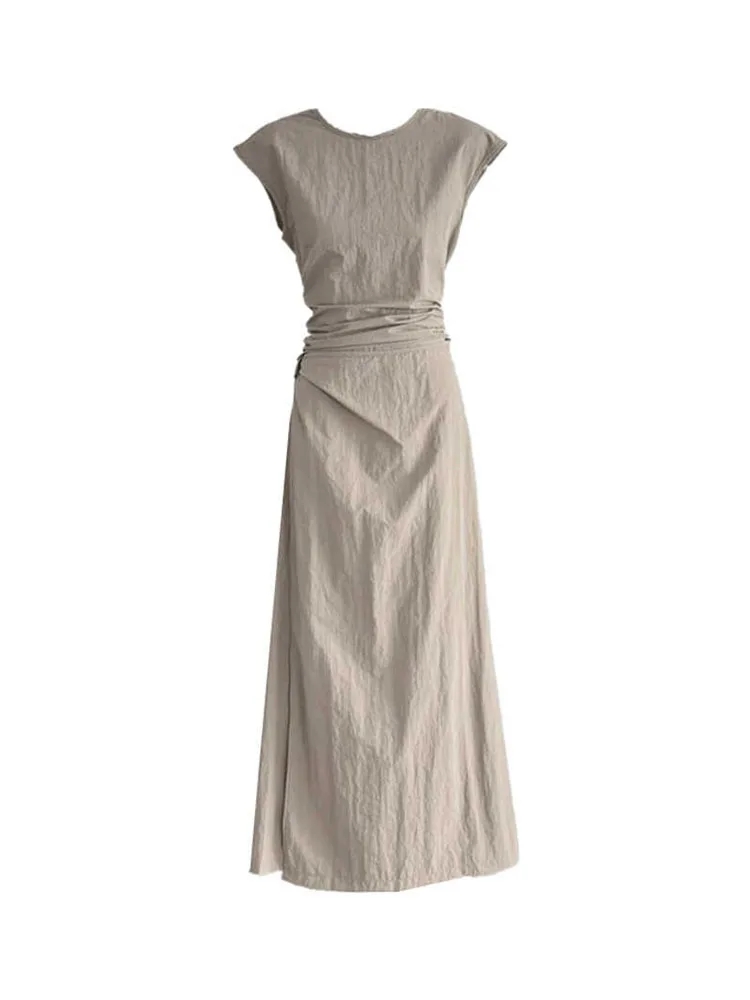 Женский комплект из двух предметов Однотонная футболка без рукавов с круглым