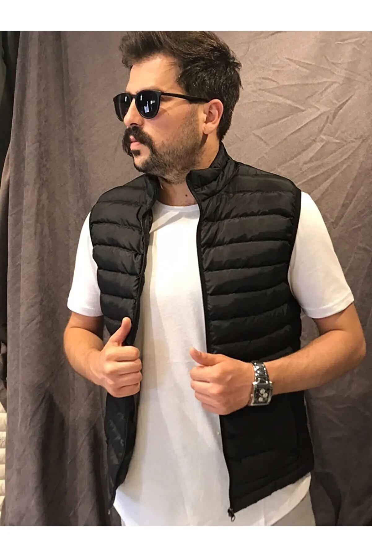 

Men's Black Swelling Vest Fashion Clothing Jacket Coat Coat Coat for Men 76007476