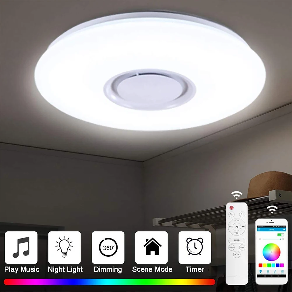 

RGB LED Ceiling Light Dimmable Bluetooth-compatible Modern Ceiling Lamp 2800K-6500K Intelligent LED Lamp for Bedroom Living Room