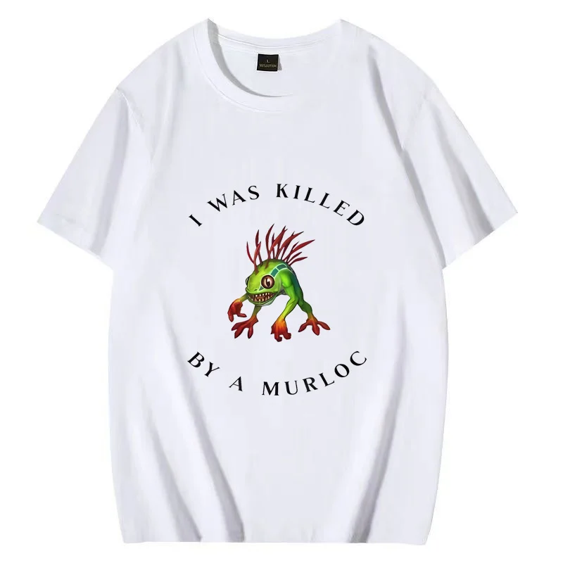 

Футболка унисекс с принтом «I WAS Kill BY A MURLOC Graphics», смешная уличная одежда в стиле хип-хоп, топы большого размера с коротким рукавом, 100% хлопок
