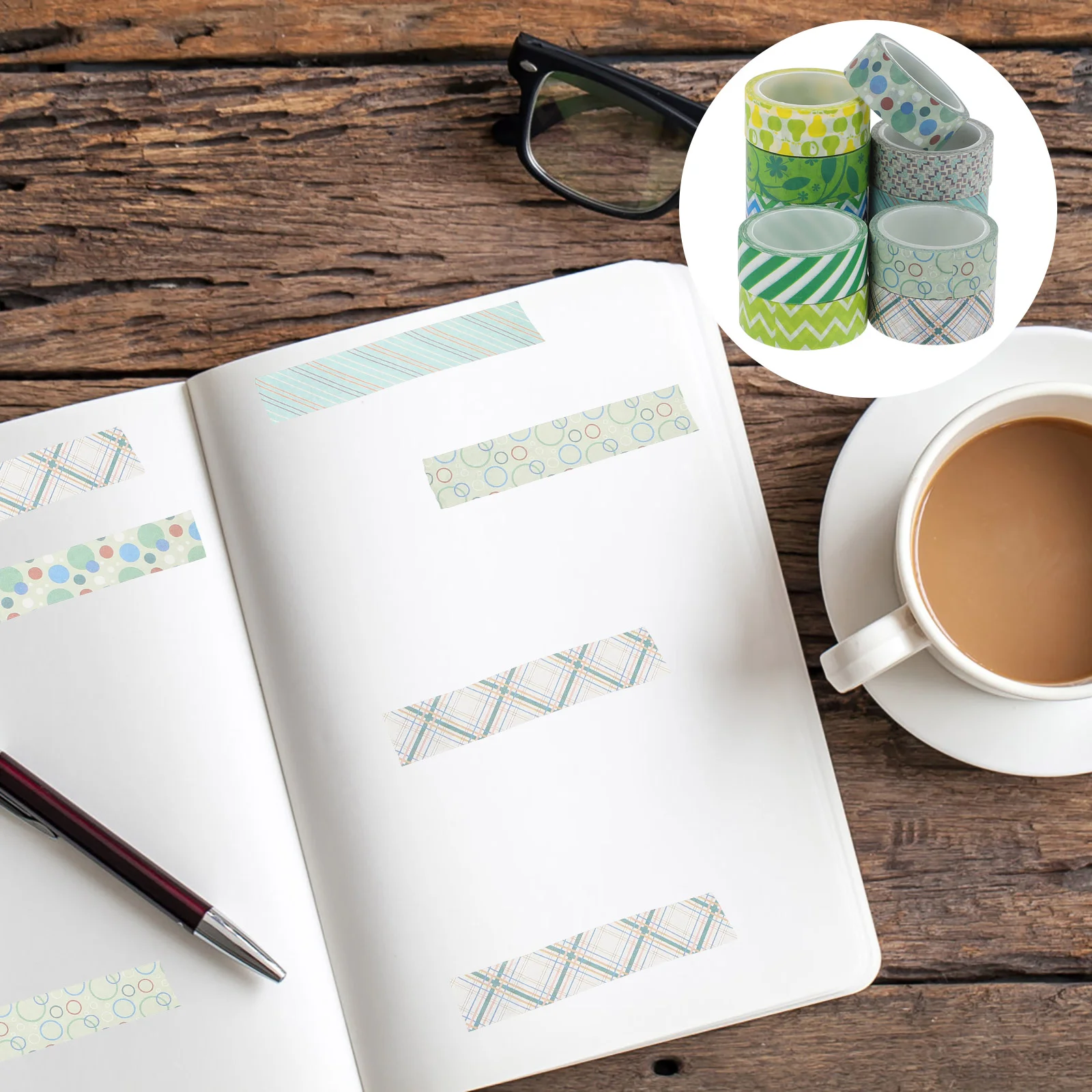 

12 Rolls Adhesive Washi Tapes Creative Scrapbook Paper Tapes Decorative Stickers