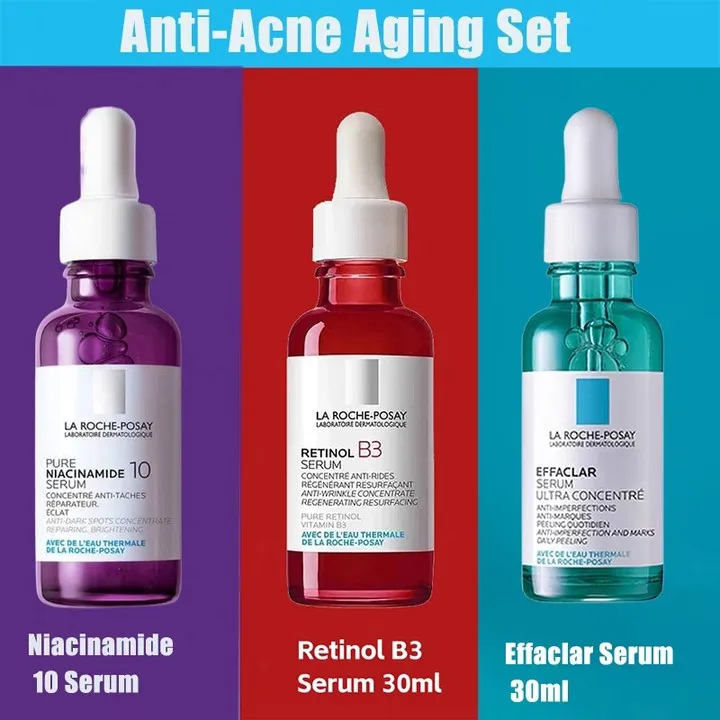 

La Roche Posay 3PCS Facial Serums NIACINAMIDE 10/Retinol B3/EFFACLAR Serum Anti-Aging Moisturizing Brightening Face Essence