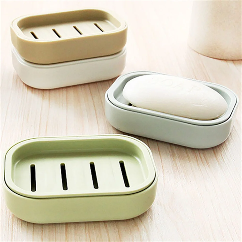 

With Drain Hole Soaps Holder Plastic Shower Travel Rack Anti-pressure Environmentally Friendly Double Soap Box Wear-resistant