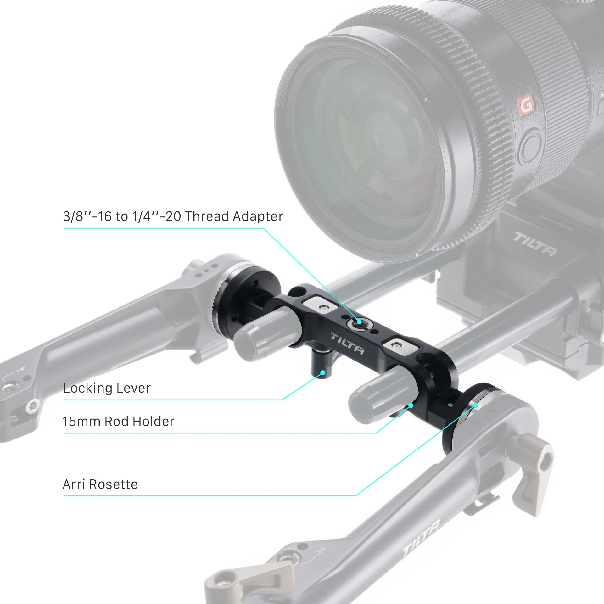 Фото Адаптер TILTA 15mm LWS Dual Rosette – черный, совместим с удлинителями розеток и рукоятками TA-DRA-15-B №2
