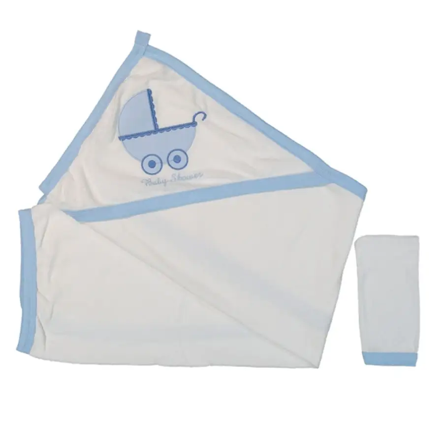 

Blue Baby Car Embroidered Towel Fiber Set
