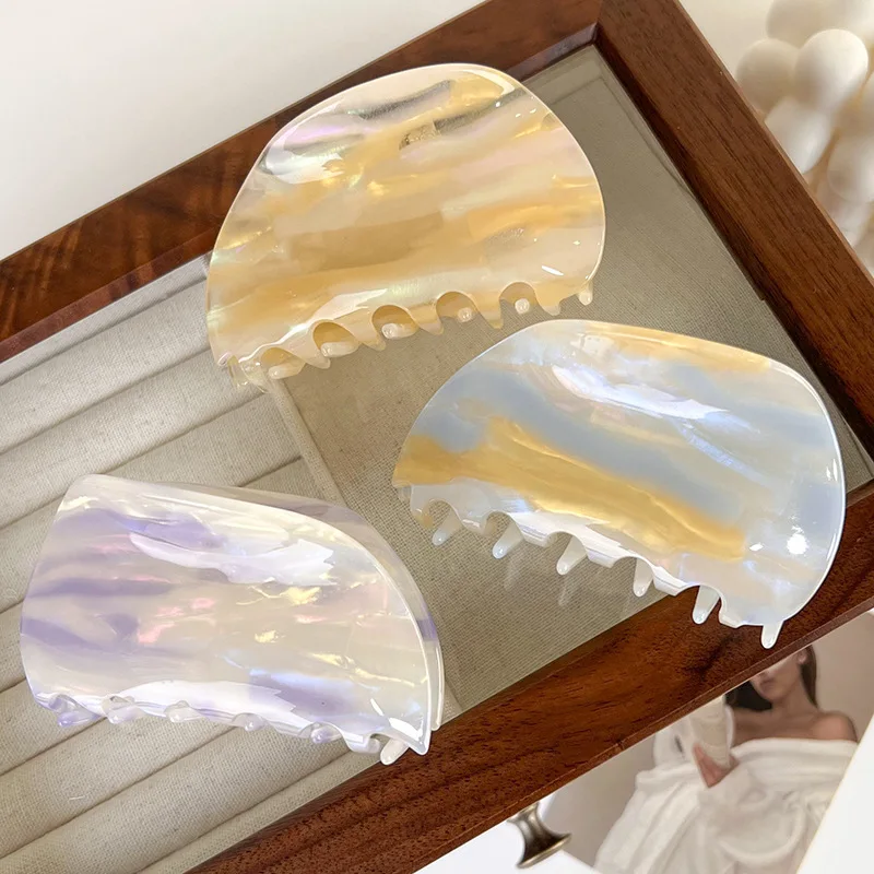 

Minar Statement Rainbow Gradient Color Acrylic Acetate Hair Claws for Women Irregular Geometric Big Shark Clips Hair Accessories