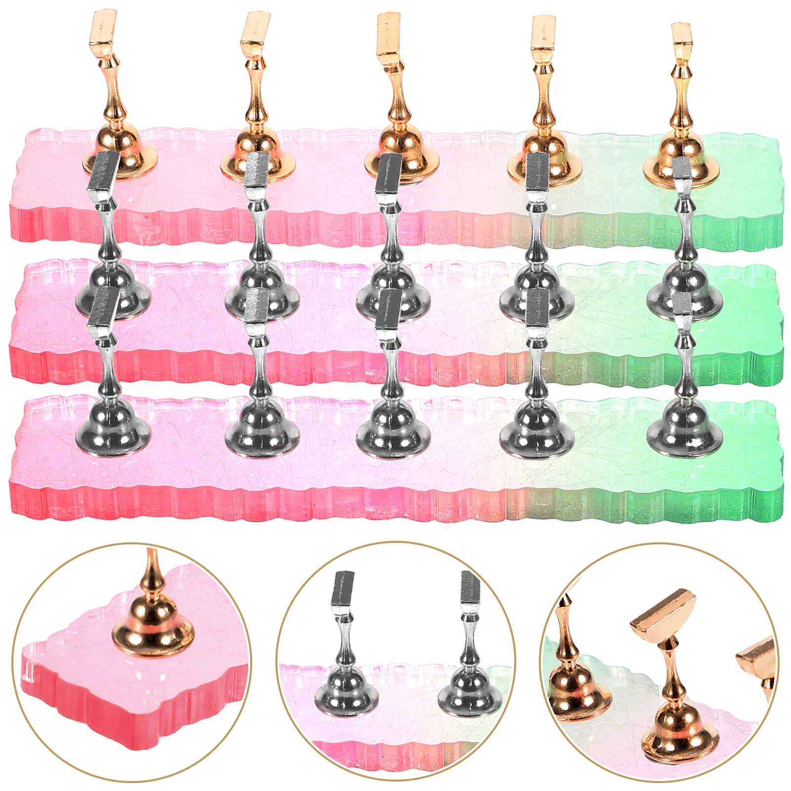 

3 Sets Press on Nails Display Stands Fake Nail Tips Holder Nail Practice Stand with Base