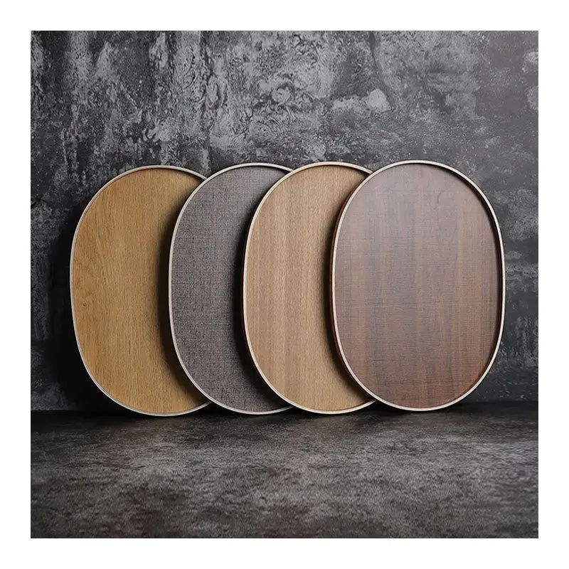 

Vintage Wooden Plate Creative Oval Plate Wood Dessert Wood Tray
