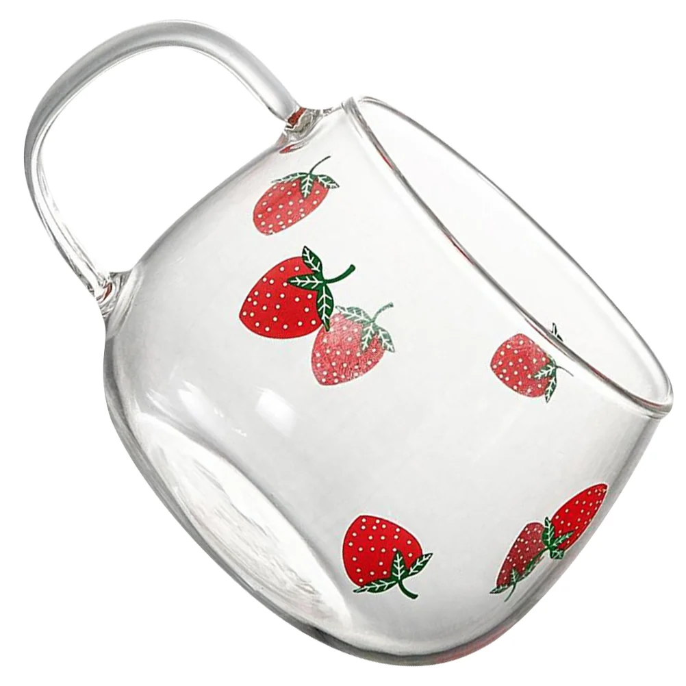 

Strawberry Pattern Office Multipurpose Home Cold Water Mug Glass Cup Water Glass Coffee Mug