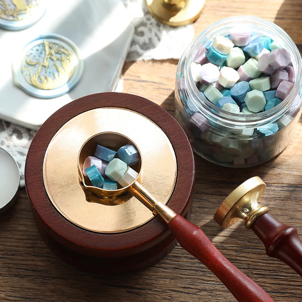 

Christma Wood Sealing Wax Furnace Stove Retro Wax Seal Melting Warmer Decorative Wax Pot Beads Stick Heater Glue DIY Wax Heater