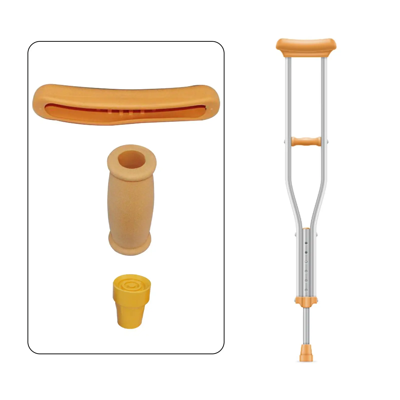 

Replacement Crutch Parts Set Hand Grips Feet Caps Crutch Accessory Kit Walking Crutches Padding Rubber Pads Durable Comfortable