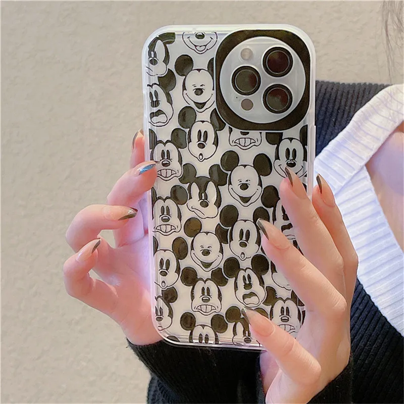 

Disney black full screen Mickey for Apple 13pro mobile phone shell x cartoon iPhone12/11promax border transparent shell