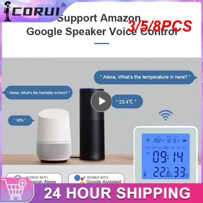 

3/5/8 шт., беспроводные мини-часы с датчиком температуры и влажности