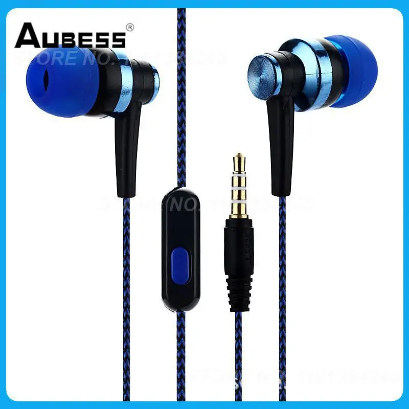 

Mobile phone with wheat sport wire earphone in-ear braided wiring cord universal music subwoofer headphone For iphone Samsung