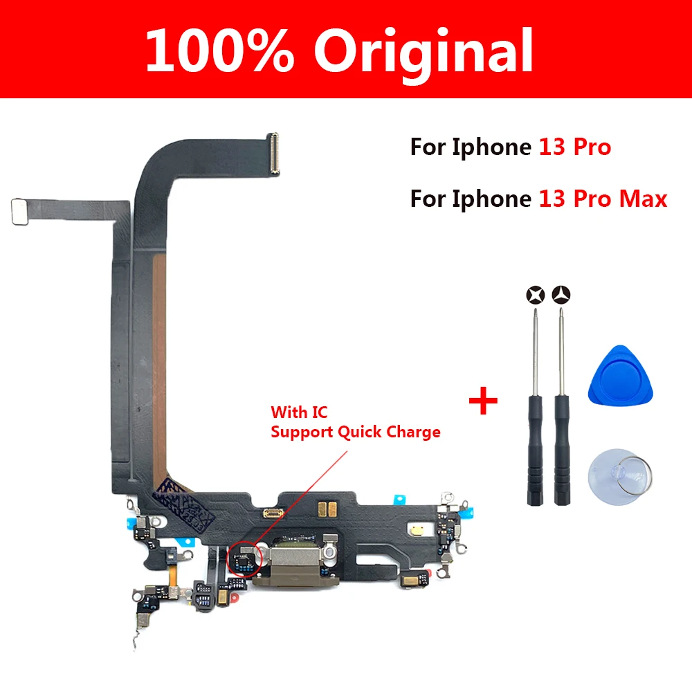 100% Porta Di Ricarica Usb Originale Flex Per Iphone 13 Pro/Per Iphone 13 Pro Max Connettore Per Caricabatterie Dock Con Strumenti Di Riparazione