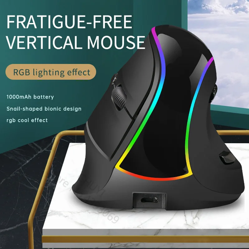 

NEW Vertical Mouse 2.4GHz Wireless Gaming Mouse 7 Keys 2400 DPI Ergonomic Optical Mice With RGB Light for PC Laptop Gamer Office