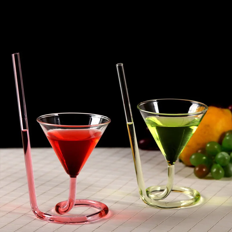 

Креативный развлекательный спиральный коктейльный бокал, вращающийся мартини, необычный бокал для вина с длинным хвостом для бара, Электронная посуда для бара