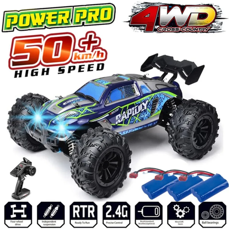 

Rc Cars Off Road 4x4 with LED Headlight,1/16 Scale Rock Crawler 4WD 2.4G 50KM High Speed Drift Remote Control Monster Truck Toys